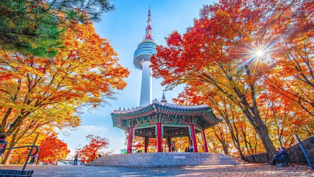 Du Lịch Hàn Quốc: Seoul–Nami–Everland–Làng Cổ Cảnh Phúc Cung–Namsan (5N4D) Namsan Tower during autumn in Seoul South Korea