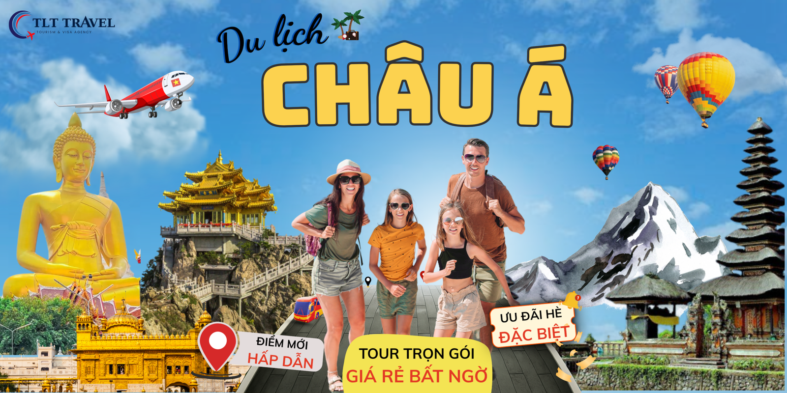 Công Ty Du Lịch TLT Travel | TLT International Travel BANNER CHÂU Á (72 x 36 inch)